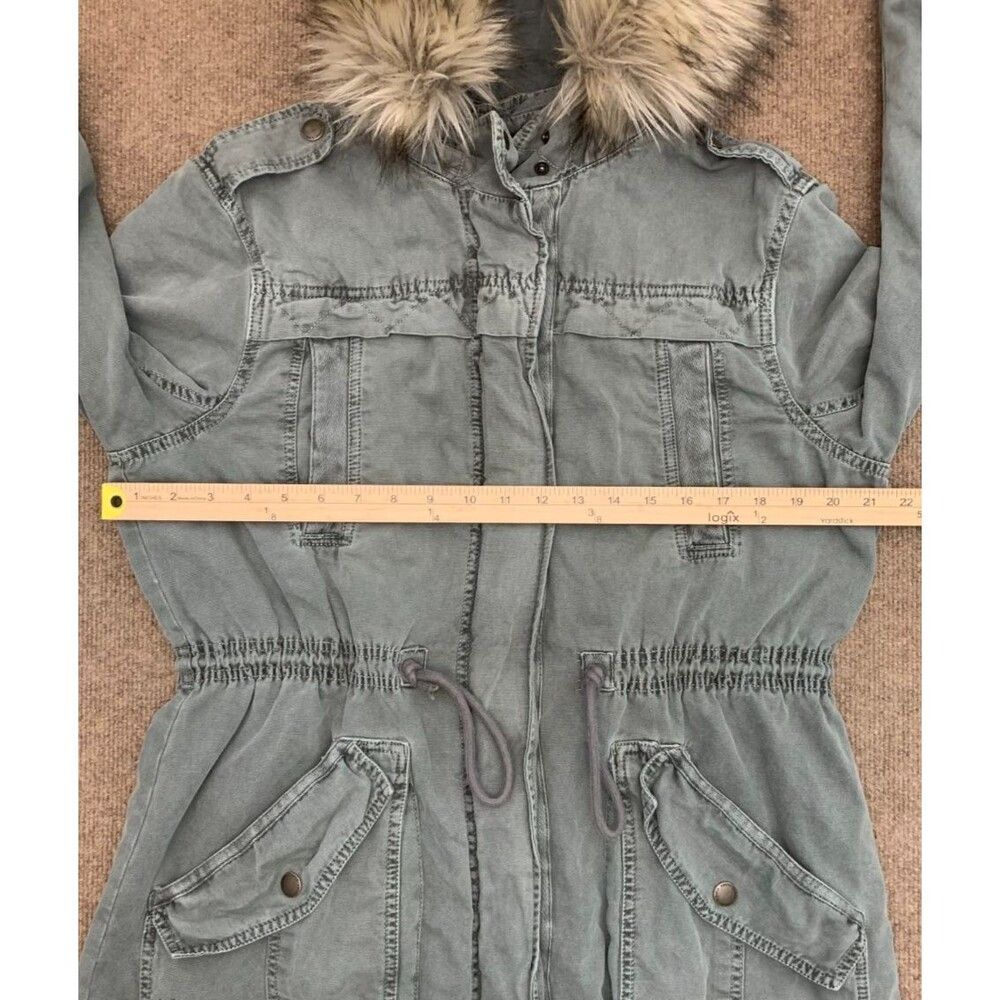 American Eagle Coat Womens M Barn Chore Military Hooded Anorak Parka Faux Fur - Picture 9 of 14